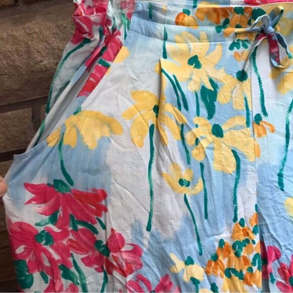 Vintage JAMS WORLD DADA DAISY DANCE Floral Multi Cropped Pull On Pants M - Picture 6 of 9